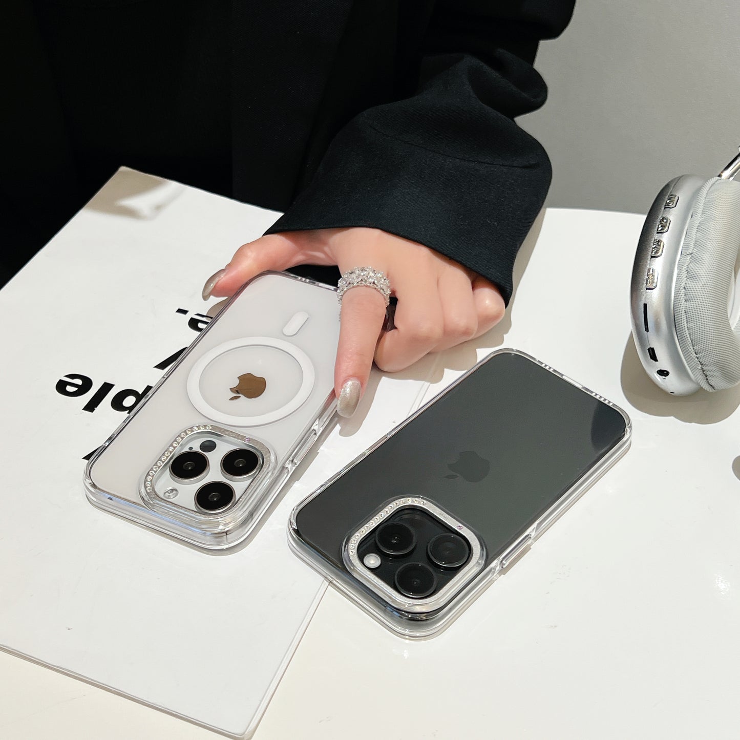 Diamond magsafe clear phone cases for 16 series