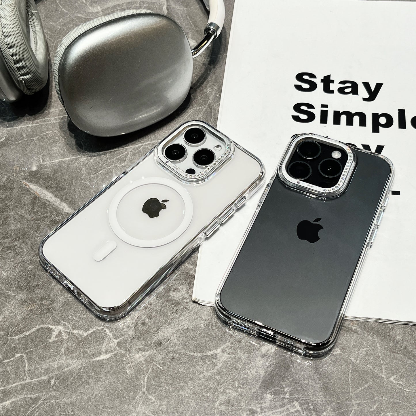 Diamond magsafe clear phone cases for 16 series